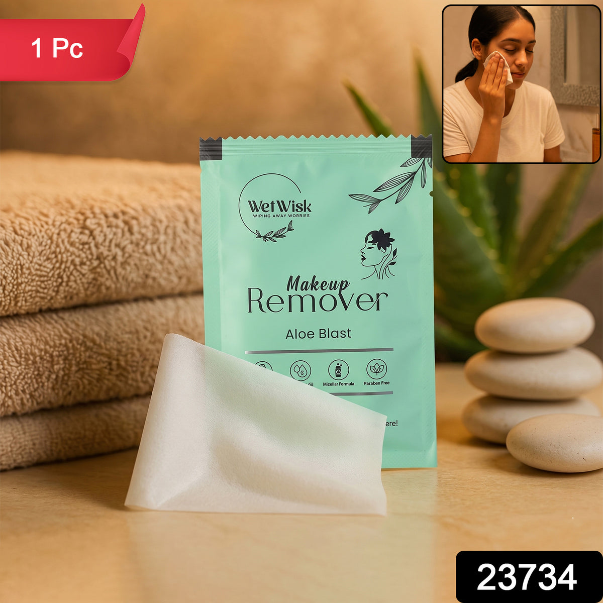 Makeup Remover Wet Wipes Facial Cleansing Wipes (1 Pc)